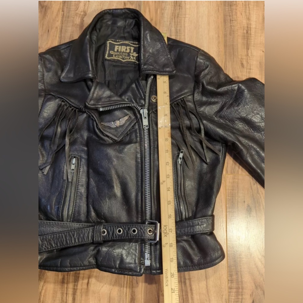 Vintage Genuine leather fringe jacket size XS